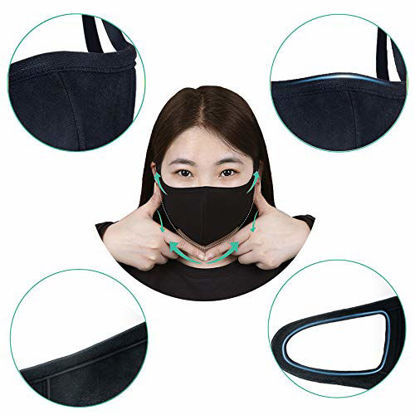 Picture of Fashion Mouth Protection Unisex Washable and Reusable Cotton Warm Face Protection with Adjustable Bridge Design (3-Pack Black)