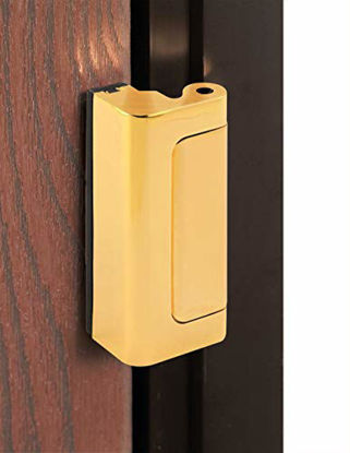 Picture of Defender Security U 11442 Door Reinforcement Lock - Add Extra, High Security to Your Home and Prevent Unauthorized Entry - 3 Stop, Aluminum Construction (Brass Finish)