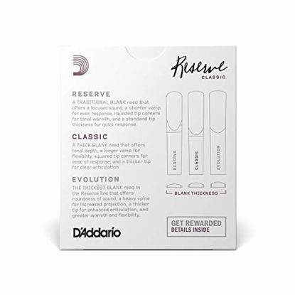 Picture of DAddario Reserve Classic B Clarinet Reeds, Strength 3.5 (10-Pack) - Thick Blank Reed Offers a Rich, Warm Tone, Exceptional Performance and Consistency - Ideal for Advanced Students or Professionals