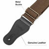 Picture of BestSounds Guitar Strap 100% Soft Cotton Genuine Leather Ends Strap for Acoustic Guitar, Electric Guitar, Bass & Mandolins (Coffee)