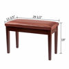 Picture of Bonnlo Brown Duet Piano Bench with Storage Compartment and Thick Cushion Hinged top Artist Duet Seat