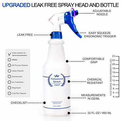 Picture of Plastic Spray Bottle 2 Pack, 32 Oz, All-Purpose Heavy Duty Spraying Bottles Sprayer Leak Proof Mist Empty Water Bottle for Cleaning Solution Planting Pet with Adjustable Nozzle - Blue