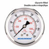 Picture of MEASUREMAN 2-1/2" Dial Size, Glycerin Filled Pressure Gauge, 0-160psi/kpa, 304 Stainless Steel Case, 1/4"NPT Center Back Mount