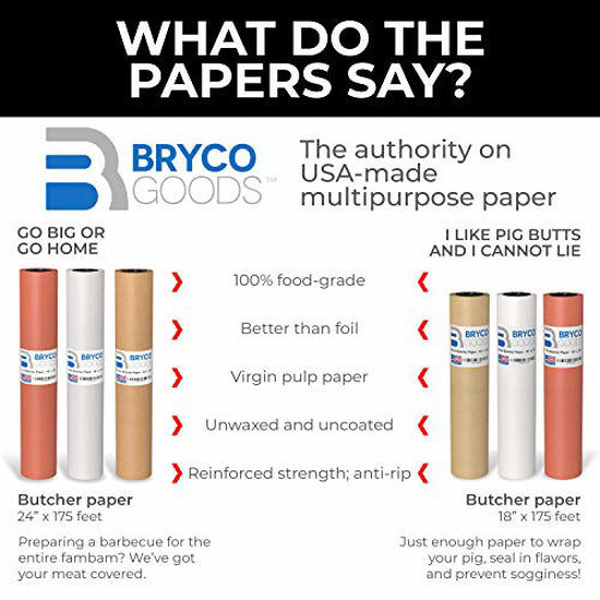 Picture of Pink Kraft Butcher Paper Roll - Long 24 Inch x 175 Feet (2100 Inch) - Food Grade Peach Wrapping Paper for Smoking Meat of All Varieties - Unbleached, Unwaxed and Uncoated - Made in USA