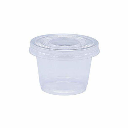 Picture of Zeml Portion Cups with Lids (1 Ounces, 100 Pack) | Disposable Plastic Cups for Meal Prep, Portion Control, Salad Dressing, Jello Shots, Slime & Medicine | Premium Small Plastic Condiment Container