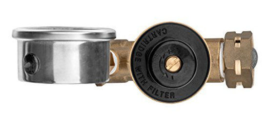 Picture of Renator M11-0660R Water Pressure Regulator Valve. Brass Lead-free Adjustable Water Pressure Reducer with Gauge for RV Camper, and Inlet Screened Filter