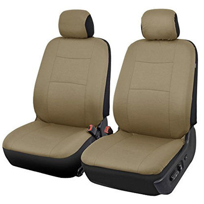 Picture of BDK PolyPro Car Seat Covers, Full Set in Solid Beige - Front and Rear Split Bench Protection, Easy to Install, Universal Fit for Auto Truck Van SUV