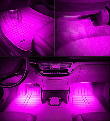Picture of Car LED Strip Light, EJ's SUPER CAR 4pcs 36 LED Car Interior Lights Under Dash Lighting Waterproof Kit,Atmosphere Neon Lights Strip for Car,DC 12V(Pink)