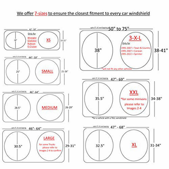 Picture of 7sizes=Better fitment for Every Vehicle Car Windshield Sun Shade - Blocks UV Rays Sun Visor Protector, Sunshade To Keep Your Vehicle Cool And Damage Free,Easy To Use, Fits Windshields of Various Sizes