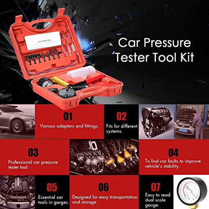 Picture of HTOMT 2 in 1 Brake Bleeder Kit Hand held Vacuum Pump Test Set for Automotive with Sponge Protected Case,Adapters,One-Man Brake and Clutch Bleeding System(Red)