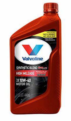 Picture of Valvoline High Mileage with MaxLife Technology SAE 10W-40 Synthetic Blend Motor Oil 1 QT, Case of 6