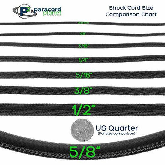 Picture of PARACORD PLANET Bungee Nylon Shock Cord 2.5mm 1/32", 1/16", 3/16", 5/16", 1/8, 3/8", 5/8", 1/4", 1/2 inch Crafting Stretch String 10 25 50 & 100 Foot Lengths Made in USA