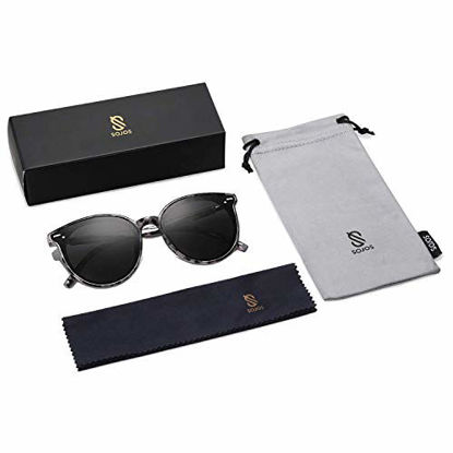 Picture of SOJOS Classic Round Retro Plastic Frame Vintage Large Sunglasses BLOSSOM SJ2067 with Grey Tortoise Frame/Grey Lens