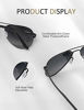 Picture of LUENX Aviator Sunglasses for Mens Womens Polarized Gradient Black Lens Metal Black Frame 60mm