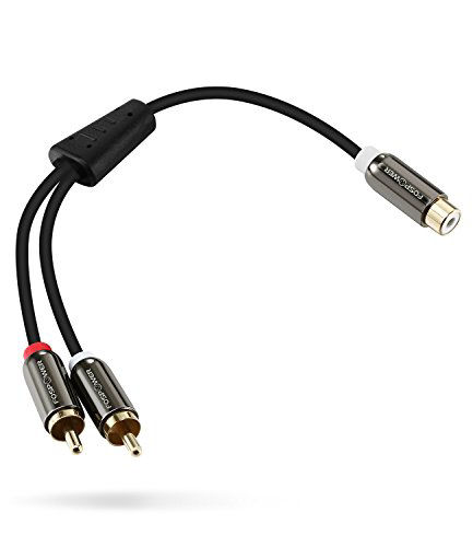 RCA Y Adapter Cable - 2 Male To 1 Female Stereo Audio Splitter 8 Inch Gold Plated Connectors