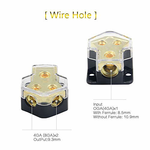 GetUSCart RKURCK 2 Way Power Distribution Block, 0/2/4 AWG Gauge in, 4