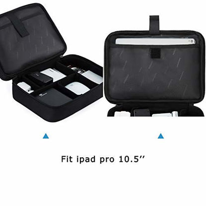 Picture of BAGSMART Electronic Organizer Accessories Organizer Travel Double Layer Electronics Bag Large for 10.5 inch iPad Pro, Adapter, Cables, Black