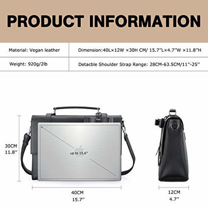 Picture of ECOSUSI Laptop Messenger Bag Briefcase for Women Satchel Handbags 15.6 inch Laptop Bag Crossbody Purse with Padded Compartment for Office Travel College, Black