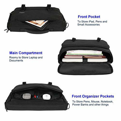 Picture of Messenger Bag for Men, Briefcases Lightweight Men's Laptop Bag 15.6 inch Water Resistant Crossbody School Satchel Bags for Boys Computer Work Office Bag with Shoulder Strap, Black