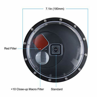 Picture of SOONSUN Dome Port for GoPro Hero 9 Black, Dome Lens Waterproof Housing Case with Trigger and Floating Hand Grip for GoPro HERO9 Black Camera, Built-in Switchable Red Filter and 10x Macro Filter