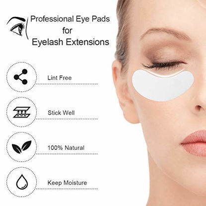 Picture of 100 Pairs Under Eye Eyelash Extension Gel Patches Kit, Lint Free Eye Mask Pads Lash Extension Beauty Tool with Transparent Cosmetic Bag