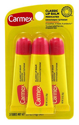 Picture of Carmex Lip Balm Tube Classic Medicated 0.35 Ounce 3 Count (10.3ml) (6 Pack)