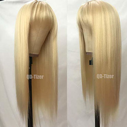 Picture of QD-Tizer #613 Blonde Long Straight Synthetic Hair Wigs with Bangs Women's Costume Wig Heat Resistant Hair Replacement Wig
