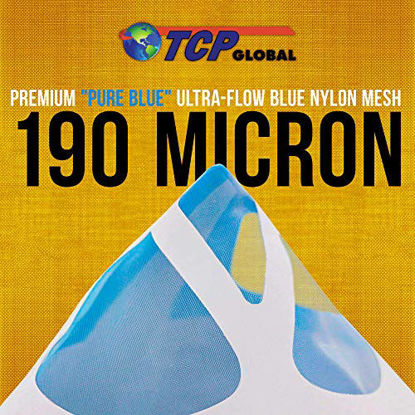 Picture of TCP Global 50 Pack of Paint Strainers with Fine 190 Micron Filter Tips - Premium "Pure Blue" Ultra-Flow Blue Nylon Mesh - Cone Paint Filter Screen