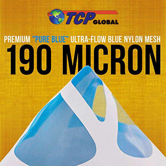 Picture of TCP Global 50 Pack of Paint Strainers with Fine 190 Micron Filter Tips - Premium "Pure Blue" Ultra-Flow Blue Nylon Mesh - Cone Paint Filter Screen