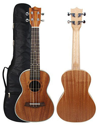 Picture of Kulana Deluxe Soprano Ukulele, Mahogany Wood with Binding and Aquila Strings + Gig Bag