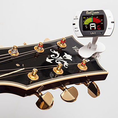 Picture of Guitar Tuner - Chromatic Clip-on Tuner for Guitar, Bass, Violin, Ukulele, Banjo, Brass and Woodwind Instruments - Bright Full Color Display - Extra Mic Function - A4 Pitch Calibration