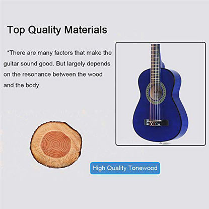 Picture of ADM Beginner Acoustic Classical Guitar 30 Inch Nylon Strings Wooden Guitar Bundle Kit with Carrying Bag & Accessories, Blue