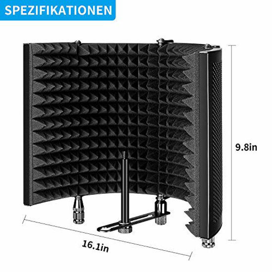 Picture of Aokeo Studio Recording Microphone Isolation Shield, Pop Filter.High density absorbent foam is used to filter vocal. Suitable for blue yeti and any condenser microphone recording equipment