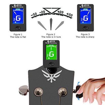 Picture of BROTOU Guitar Tuner Clip-On Tuner Digital Electronic Tuner Acoustic with LCD Display for Guitar, Bass, Violin, Ukulele (3 PCS Picks Included) (three) (JT-01)