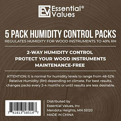 Picture of Guitar Humidifiers (5 Pack / 30 Grams), 49-Percent RH Instrument Packs | 2-Way Control, Keeps Wood Instruments Optimal at 45-50% Relative Humidity by Essential Values