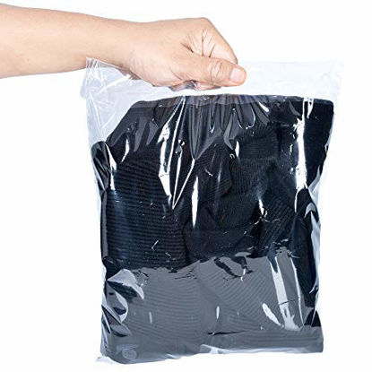 Picture of Retail Supply Co Poly Bags with Suffocation Warning 6x9, 8x10, 9x12, 11x14 - Combo Pack of 400 - Clear Poly Bags - Extra Strong Seal