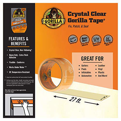 Picture of Gorilla Crystal Clear Duct Tape, 1.88" x 9 yd, Clear, (Pack of 4)