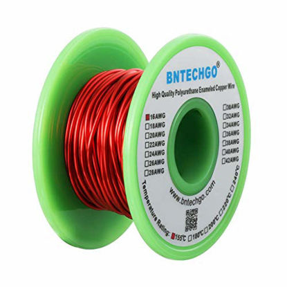 Picture of BNTECHGO 16 AWG Magnet Wire - Enameled Copper Wire - Enameled Magnet Winding Wire - 4 oz - 0.0492" Diameter 1 Spool Coil Red Temperature Rating 155 Widely Used for Transformers Inductors