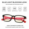 Picture of DeBuff Kids Blue Light Blocking Glasses Square Nerd Soft Eyeglasses Frame, UV400 Protection (Black/Red)
