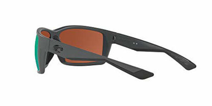 Picture of Costa Del Mar Men's Reefton Polarized Rectangular Sunglasses, Matte Grey/Copper Green Mirrored Polarized-580P, 64 mm