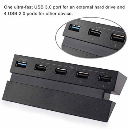 Picture of Linkstyle 5 Port HUB for PS4, USB 3.0 High Speed Charger Controller Splitter Expansion for Playstation 4 PS4 Console, Not for PS4 Slim, PS4 PRO