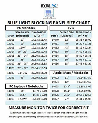 Picture of EYES PC Blue Light Screen Protector Panel for Apple iMac 27" Diagonal LED Monitor (W 25.31" X H 15.08). Blue Light Blocking up to 100% of Hazardous HEV Light. Reduces PC Eye Strain.