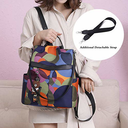Picture of Fashion Backpack for Women Waterproof Rucksack Daypack Anti-theft Shoulder Bag Handbag Casual Travel Bag Hiking Backpack Purse with Pom Pom Keychain