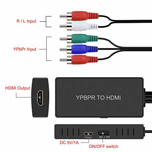 GetUSCart Component to HDMI Converter, YPBPR to HDMI Converter, HDMI