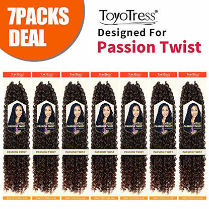 Picture of 24inch 7Packs Passion Twist Hair Water Wave Crochet Braids for Passion Twist Crochet Hair Passion Twist Braiding Hair Hair Extensions (24'' 7Packs, T30#)