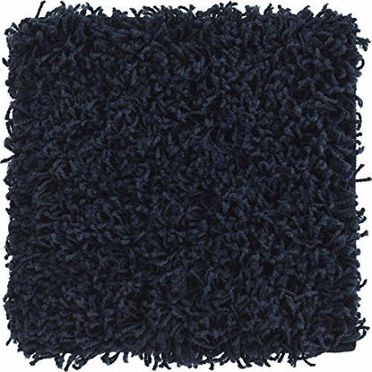 Picture of Unique Loom Solo Solid Shag Collection Modern Plush Navy Blue Runner Rug (2' 6 x 16' 5)