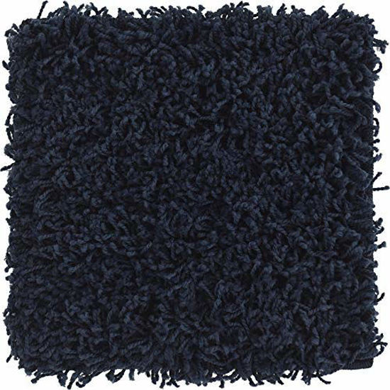 Picture of Unique Loom Solo Solid Shag Collection Modern Plush Navy Blue Runner Rug (2' 6 x 16' 5)