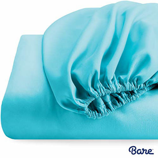 Picture of Bare Home Fitted Bottom Sheet Twin Extra Long - Premium 1800 Ultra-Soft Wrinkle Resistant Microfiber - Hypoallergenic - Deep Pocket (Twin XL, Aqua)