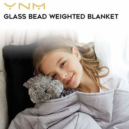 Picture of YnM Kids Weighted Blanket - Heavy 100% Oeko-Tex Certified Cotton Material with Premium Glass Beads (Light Grey , 41''x60'' 10lbs), Suit for One Person(~90lb) Use on Twin Bed