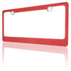 Picture of BLVD-LPF OBEY YOUR LUXURY Popular Bling 7 Row Red Color Crystal Metal Chrome License Plate Frame with Screw Caps - 1 Frame